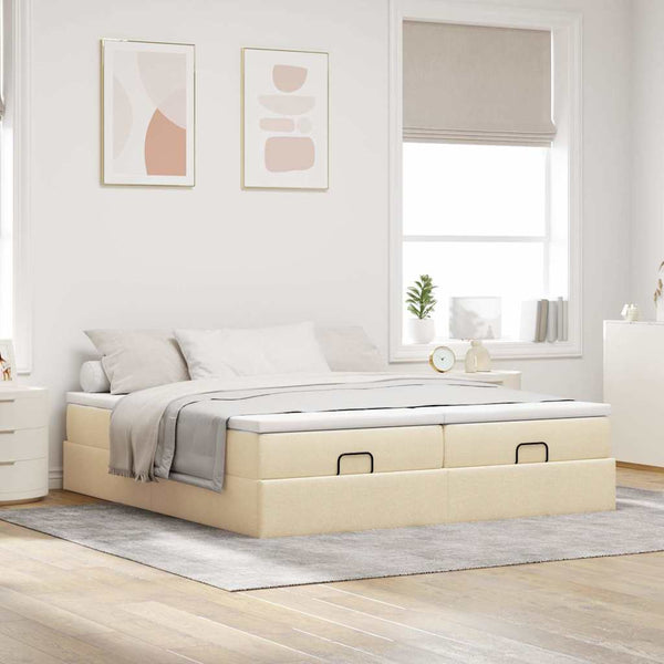Ottoman Bett mit Matratzen Creme 180x200 cm