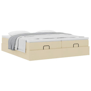 Ottoman Bett mit Matratzen Creme 180x200 cm