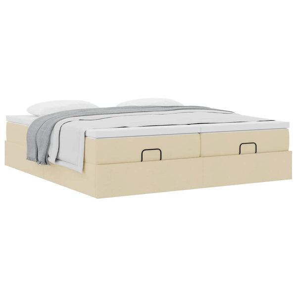 Ottoman Bett mit Matratzen Creme 180x200 cm