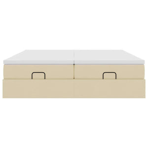 Ottoman Bett mit Matratzen Creme 180x200 cm