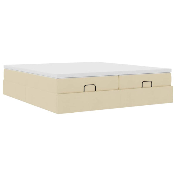Ottoman Bett mit Matratzen Creme 180x200 cm