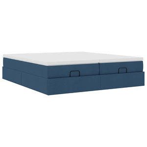Ottoman Bett mit Matratzen Blau 180x200 cm