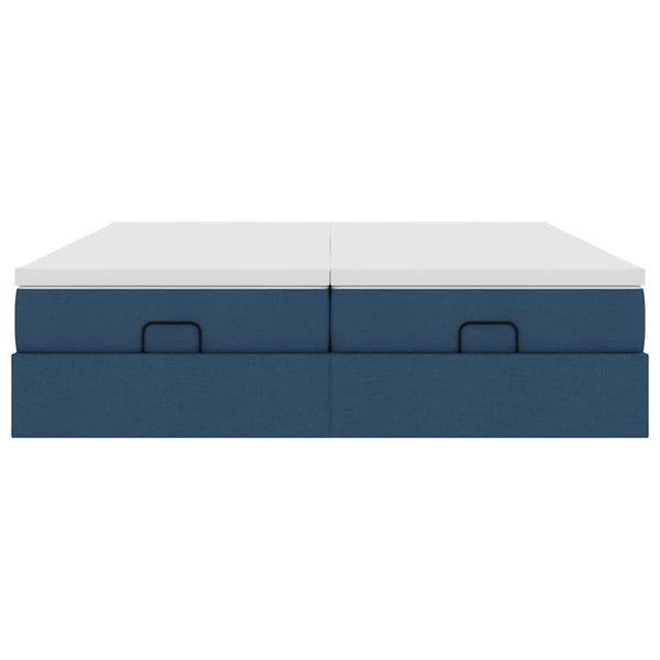 Ottoman Bett mit Matratzen Blau 180x200 cm