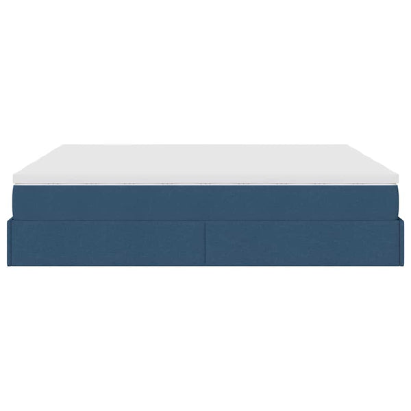 Ottoman Bett mit Matratzen Blau 180x200 cm