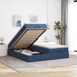 Ottoman Bett mit Matratzen Blau 180x200 cm