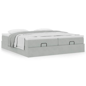 Ottoman Bett mit Matratze Hellgrau Samt 160x200
