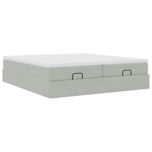 Ottoman Bett mit Matratze Hellgrau Samt 160x200