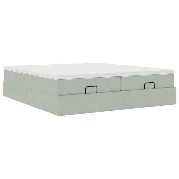 Ottoman Bett mit Matratze Hellgrau Samt 160x200