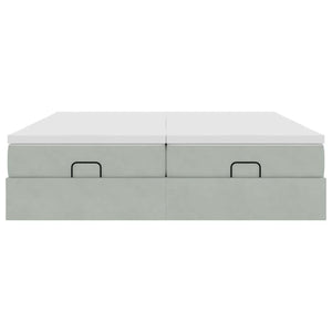 Ottoman Bett mit Matratze Hellgrau Samt 160x200