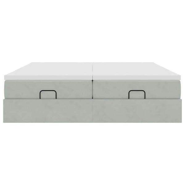Ottoman Bett mit Matratze Hellgrau Samt 160x200