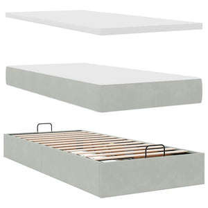 Ottoman Bett mit Matratze Hellgrau Samt 160x200