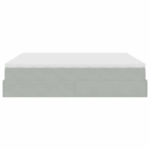 Ottoman Bett mit Matratze Hellgrau Samt 160x200