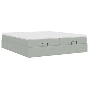 Ottoman Bett mit Matratze Hellgrau Samt 160x200