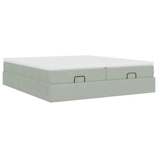 Ottoman Bett mit Matratze Hellgrau Samt 160x200