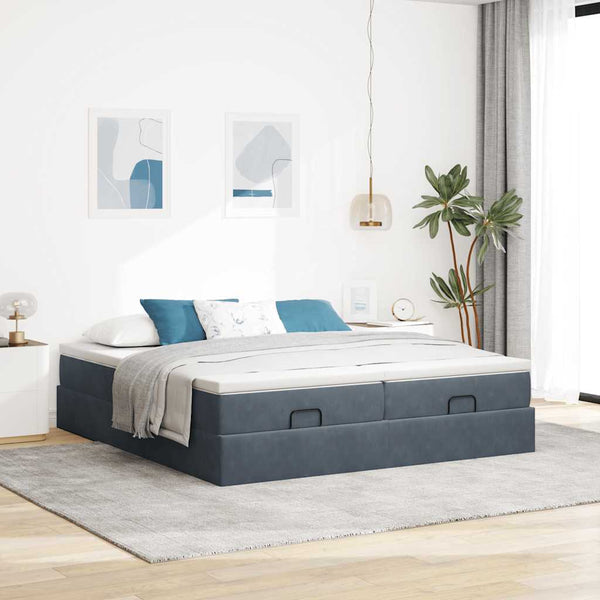 Ottoman Bett mit Matratze Dunkelgrau 160x200 cm