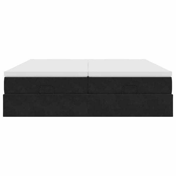 Ottoman Bett mit Matratzen Schwarz 160x200 cm Samt