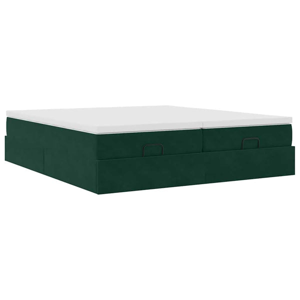 Ottoman Bett mit Matratze Dunkelgrün 160x200 cm