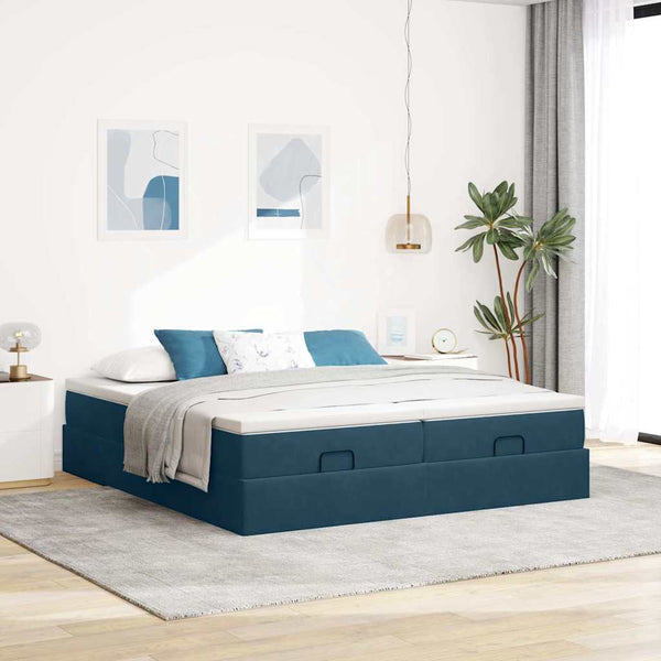 Ottoman-Bett mit Matratzen Dunkelblau 160x200 cm