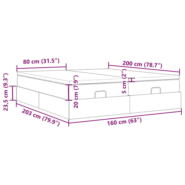 Ottoman-Bett mit Matratzen Dunkelblau 160x200 cm