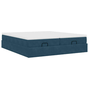 Ottoman-Bett mit Matratzen Dunkelblau 160x200 cm