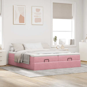 Ottoman Bett mit Matratzen Rosa 160x200 cm