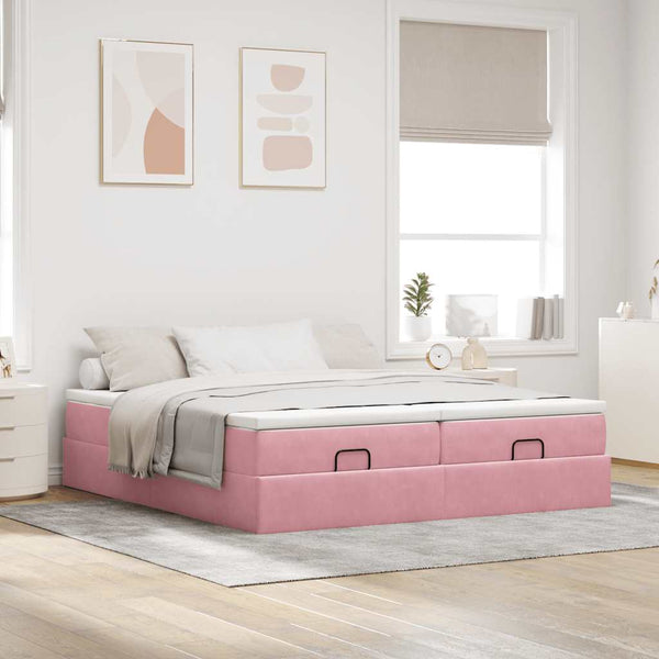 Ottoman Bett mit Matratzen Rosa 160x200 cm