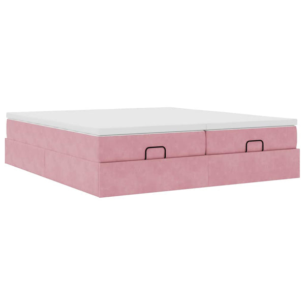 Ottoman Bett mit Matratzen Rosa 160x200 cm