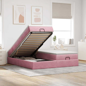 Ottoman Bett mit Matratzen Rosa 160x200 cm