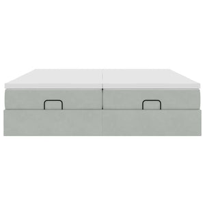 Ottoman Bett mit Matratze Hellgrau Samt 180x200