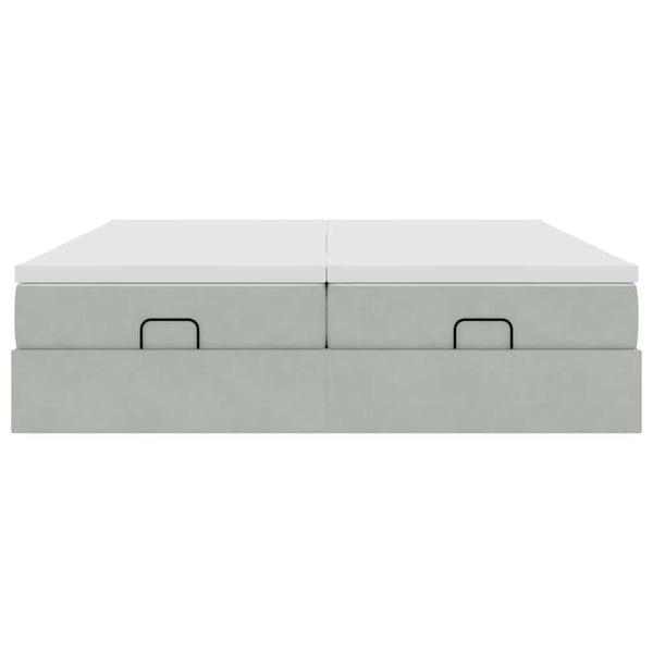 Ottoman Bett mit Matratze Hellgrau Samt 180x200