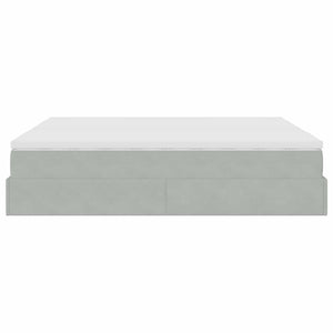 Ottoman Bett mit Matratze Hellgrau Samt 180x200