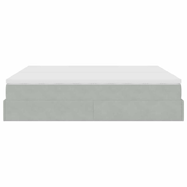 Ottoman Bett mit Matratze Hellgrau Samt 180x200