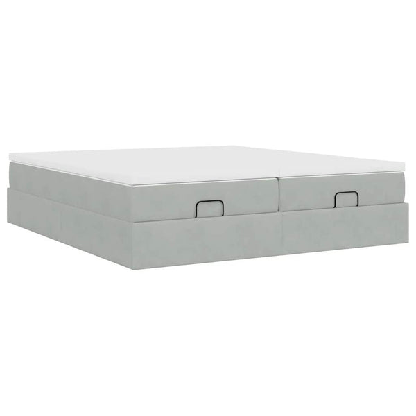 Ottoman Bett mit Matratze Hellgrau Samt 180x200