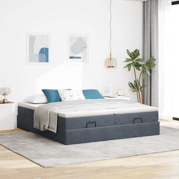 Ottoman Bett mit Matratze Dunkelgrau 180x200 cm
