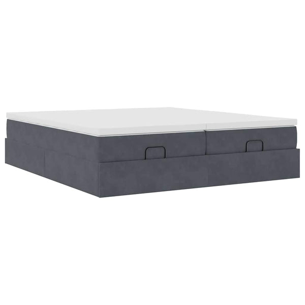 Ottoman Bett mit Matratze Dunkelgrau 180x200 cm