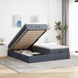 Ottoman Bett mit Matratze Dunkelgrau 180x200 cm