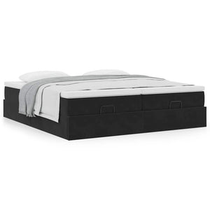 Ottoman Bett mit Matratze Schwarz 180x200 cm Samt