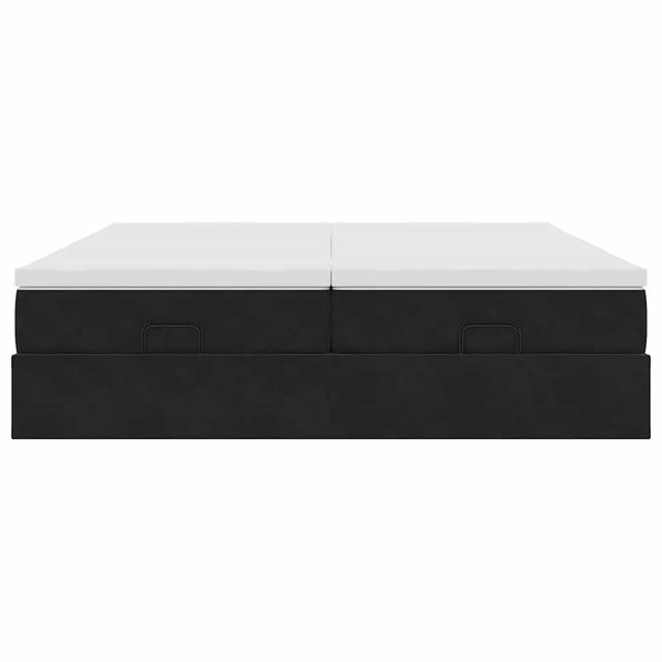 Ottoman Bett mit Matratze Schwarz 180x200 cm Samt