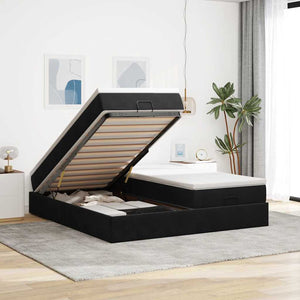 Ottoman Bett mit Matratze Schwarz 180x200 cm Samt