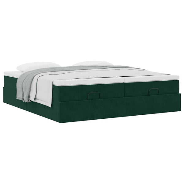 Ottoman Bett mit Matratze Dunkelgrün 180x200 cm