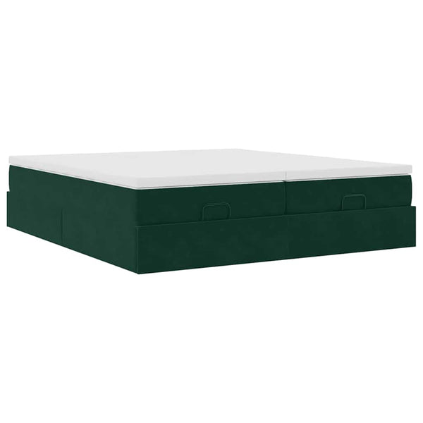Ottoman Bett mit Matratze Dunkelgrün 180x200 cm