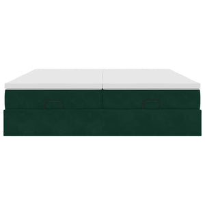 Ottoman Bett mit Matratze Dunkelgrün 180x200 cm