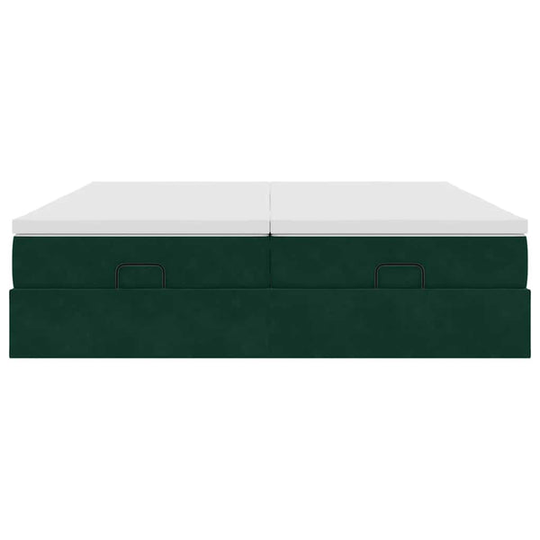 Ottoman Bett mit Matratze Dunkelgrün 180x200 cm