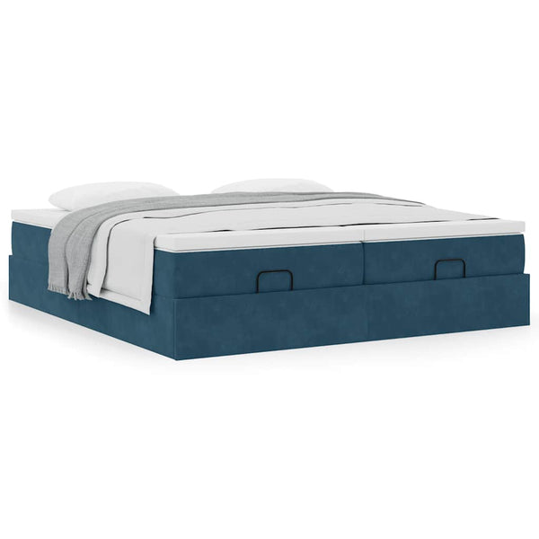 Ottoman Bett mit Matratze Dunkelblau 180x200 cm