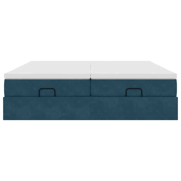 Ottoman Bett mit Matratze Dunkelblau 180x200 cm
