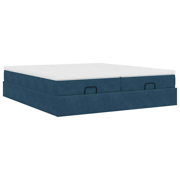 Ottoman Bett mit Matratze Dunkelblau 180x200 cm