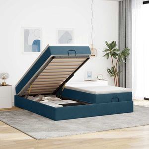 Ottoman Bett mit Matratze Dunkelblau 180x200 cm