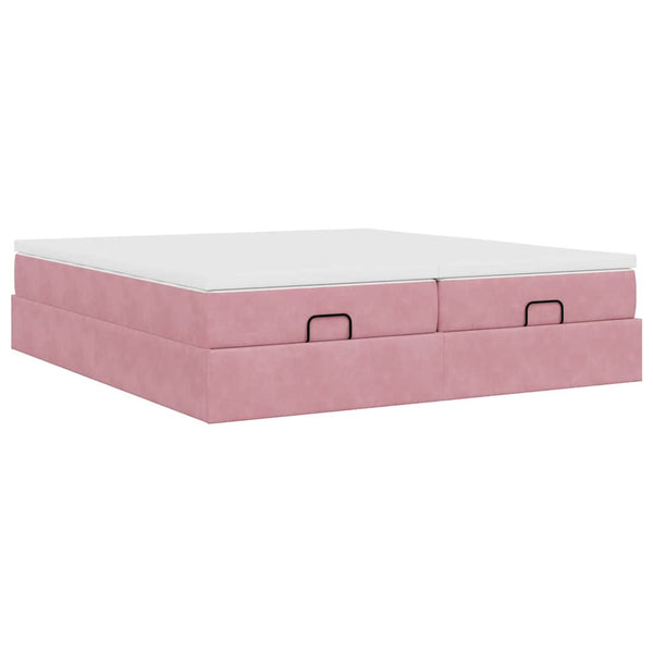 Ottoman Bett mit Matratzen Rosa 180x200 cm Samt