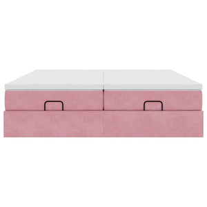 Ottoman Bett mit Matratzen Rosa 180x200 cm Samt