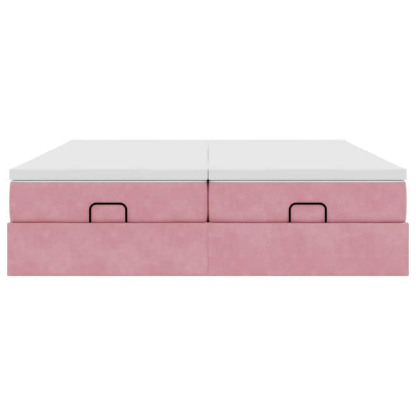 Ottoman Bett mit Matratzen Rosa 180x200 cm Samt